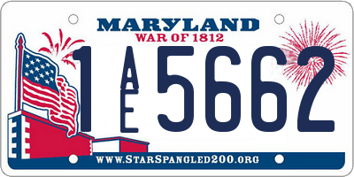 MD license plate 1AE5662
