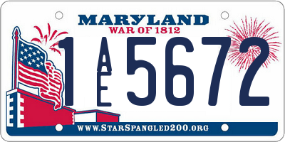 MD license plate 1AE5672