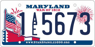 MD license plate 1AE5673