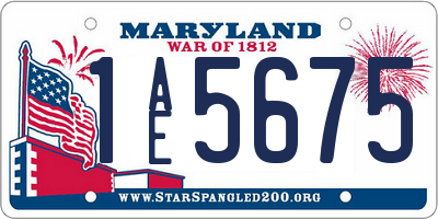 MD license plate 1AE5675