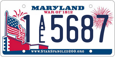 MD license plate 1AE5687