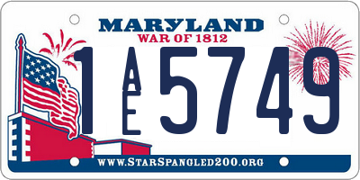 MD license plate 1AE5749