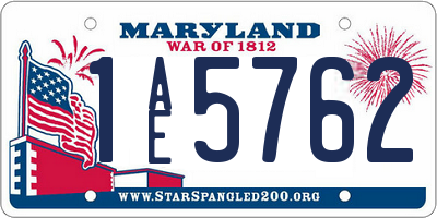 MD license plate 1AE5762