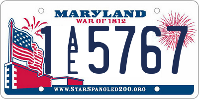 MD license plate 1AE5767