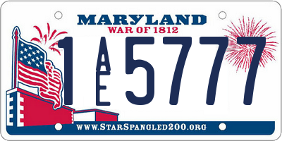 MD license plate 1AE5777