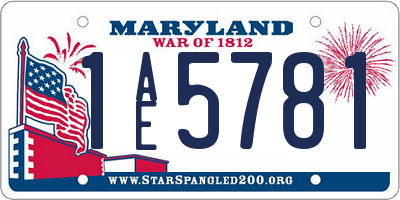 MD license plate 1AE5781