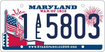 MD license plate 1AE5803