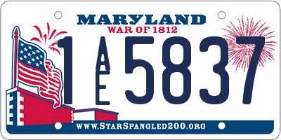 MD license plate 1AE5837