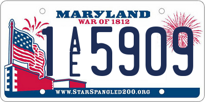MD license plate 1AE5909