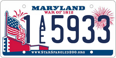 MD license plate 1AE5933