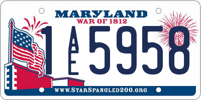 MD license plate 1AE5958