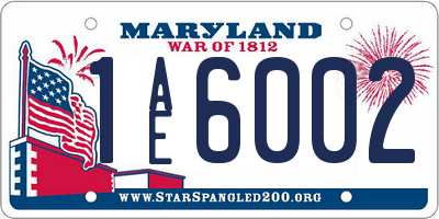 MD license plate 1AE6002