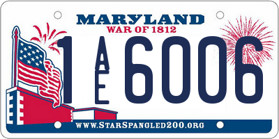 MD license plate 1AE6006