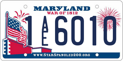 MD license plate 1AE6010