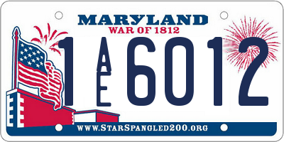 MD license plate 1AE6012