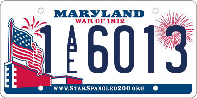 MD license plate 1AE6013