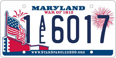 MD license plate 1AE6017