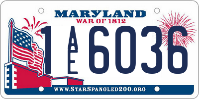 MD license plate 1AE6036