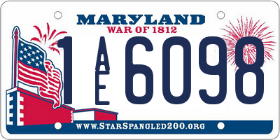 MD license plate 1AE6098