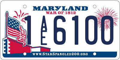 MD license plate 1AE6100