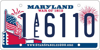 MD license plate 1AE6110