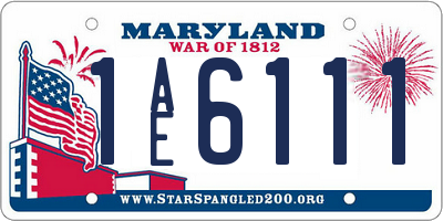 MD license plate 1AE6111