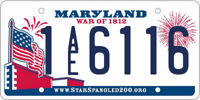 MD license plate 1AE6116