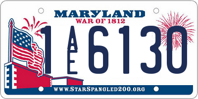 MD license plate 1AE6130
