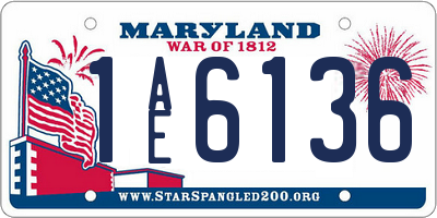 MD license plate 1AE6136
