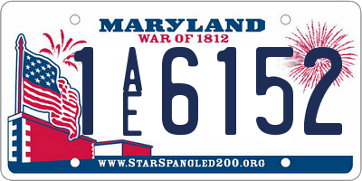 MD license plate 1AE6152