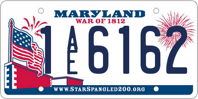 MD license plate 1AE6162