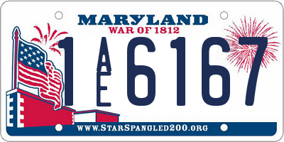 MD license plate 1AE6167