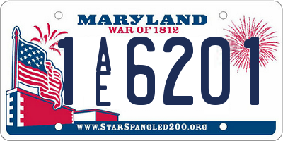 MD license plate 1AE6201