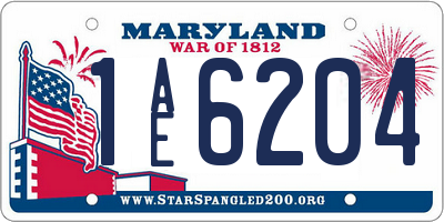 MD license plate 1AE6204