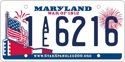 MD license plate 1AE6216