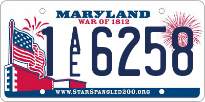 MD license plate 1AE6258