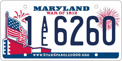 MD license plate 1AE6260