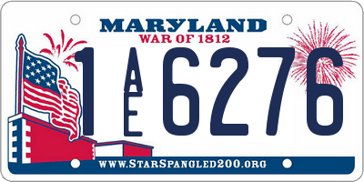 MD license plate 1AE6276