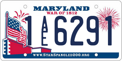 MD license plate 1AE6291