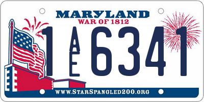 MD license plate 1AE6341