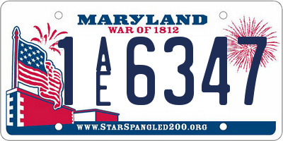 MD license plate 1AE6347