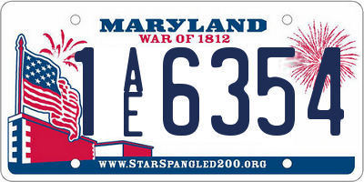 MD license plate 1AE6354