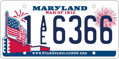 MD license plate 1AE6366