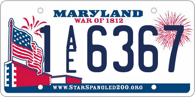 MD license plate 1AE6367