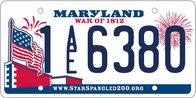 MD license plate 1AE6380