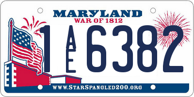 MD license plate 1AE6382