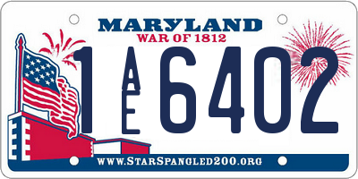 MD license plate 1AE6402