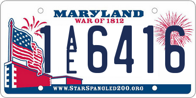 MD license plate 1AE6416