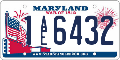 MD license plate 1AE6432