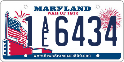 MD license plate 1AE6434